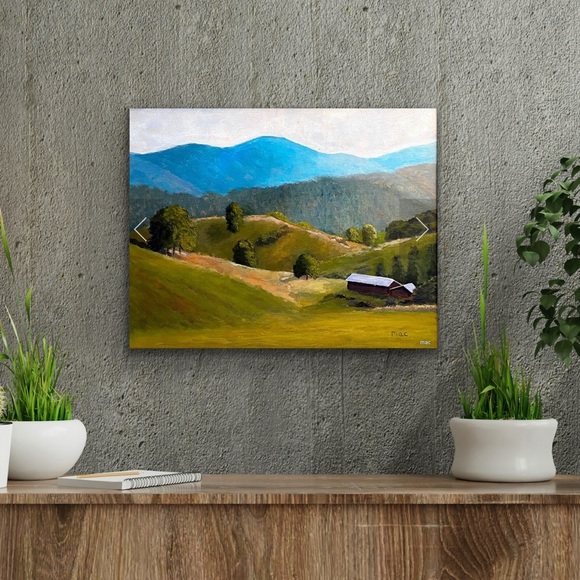 "Blue Mountain Vista" Landscape Painting Acrylic on 16 X 20 Stretched Canvas - Picture 4 of 4